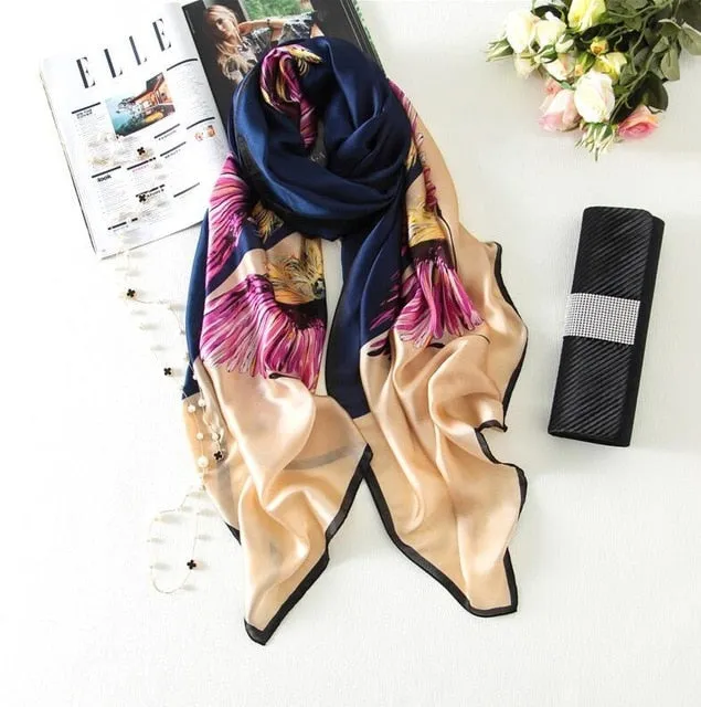 Luxury Brand Soft Silk Foulard Summer Women Scarf