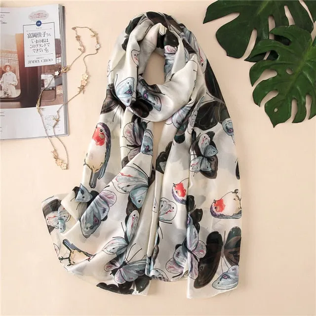 Luxury Brand Soft Silk Foulard Summer Women Scarf