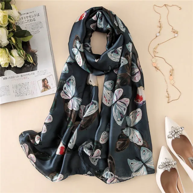 Luxury Brand Soft Silk Foulard Summer Women Scarf