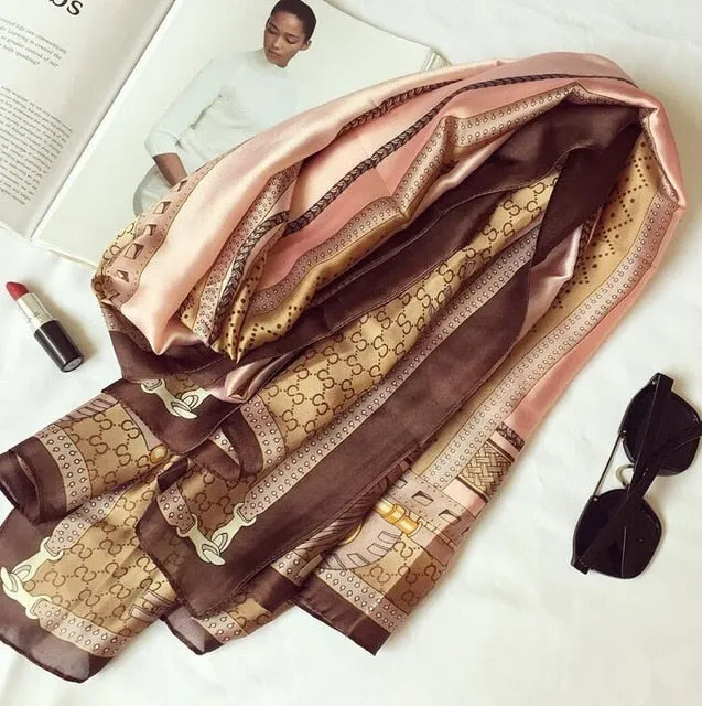 Luxury Brand Soft Silk Foulard Summer Women Scarf