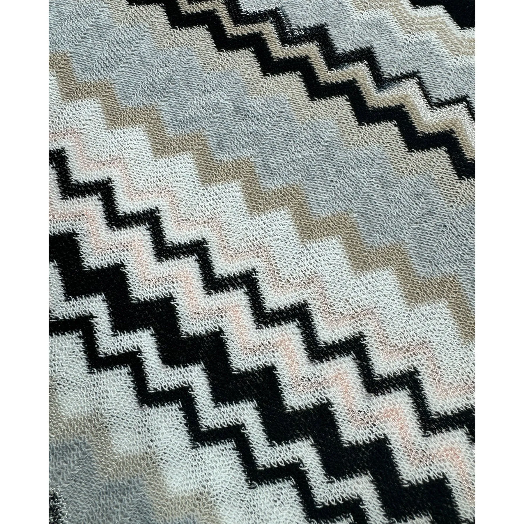 Missoni Scarf Gray Taupe Black Zig Zag Pattern - Women Designer Shawl