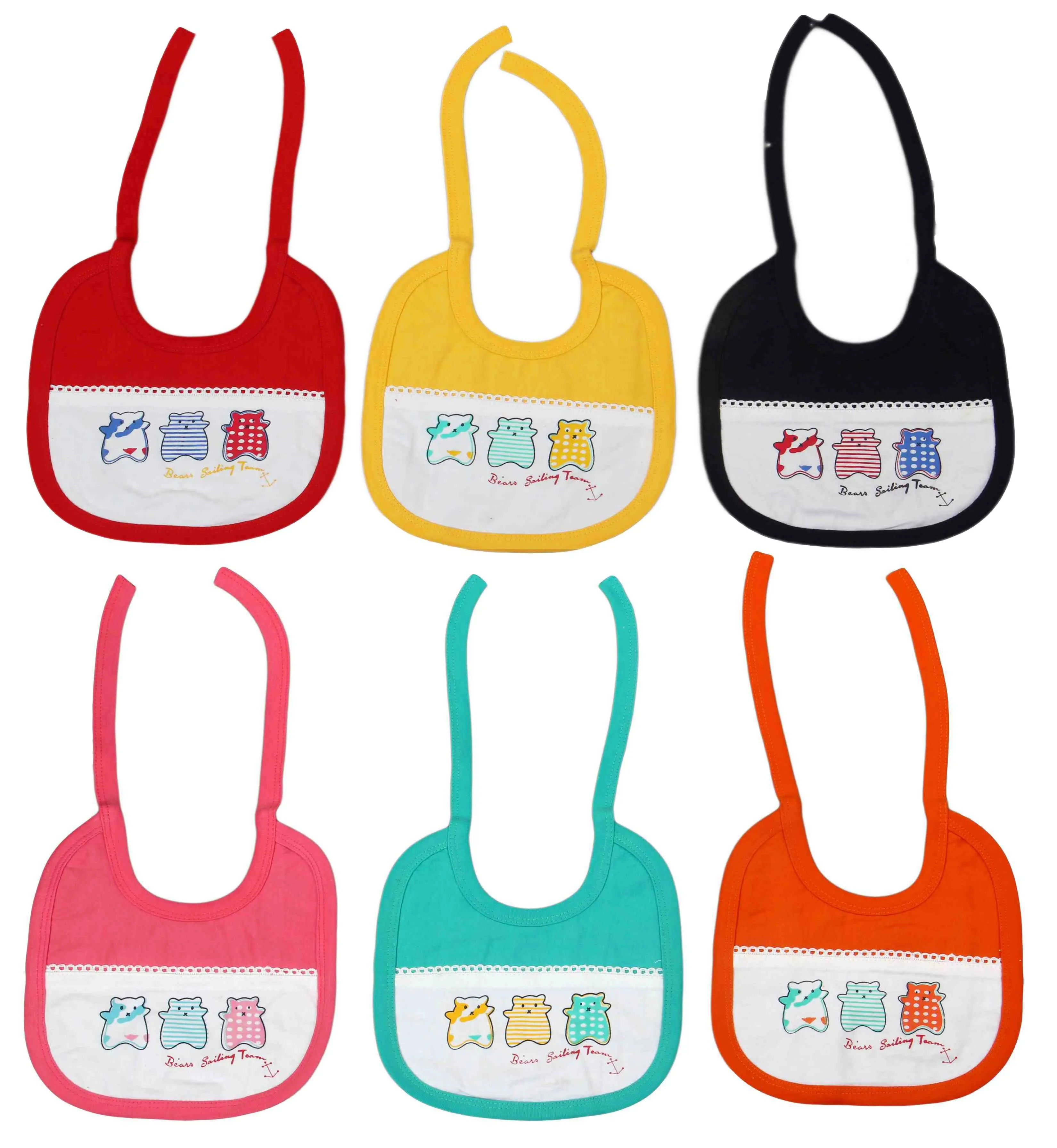 Newborn pure soft cotton bibs for 0-36 month babies pack of 6 pcs.