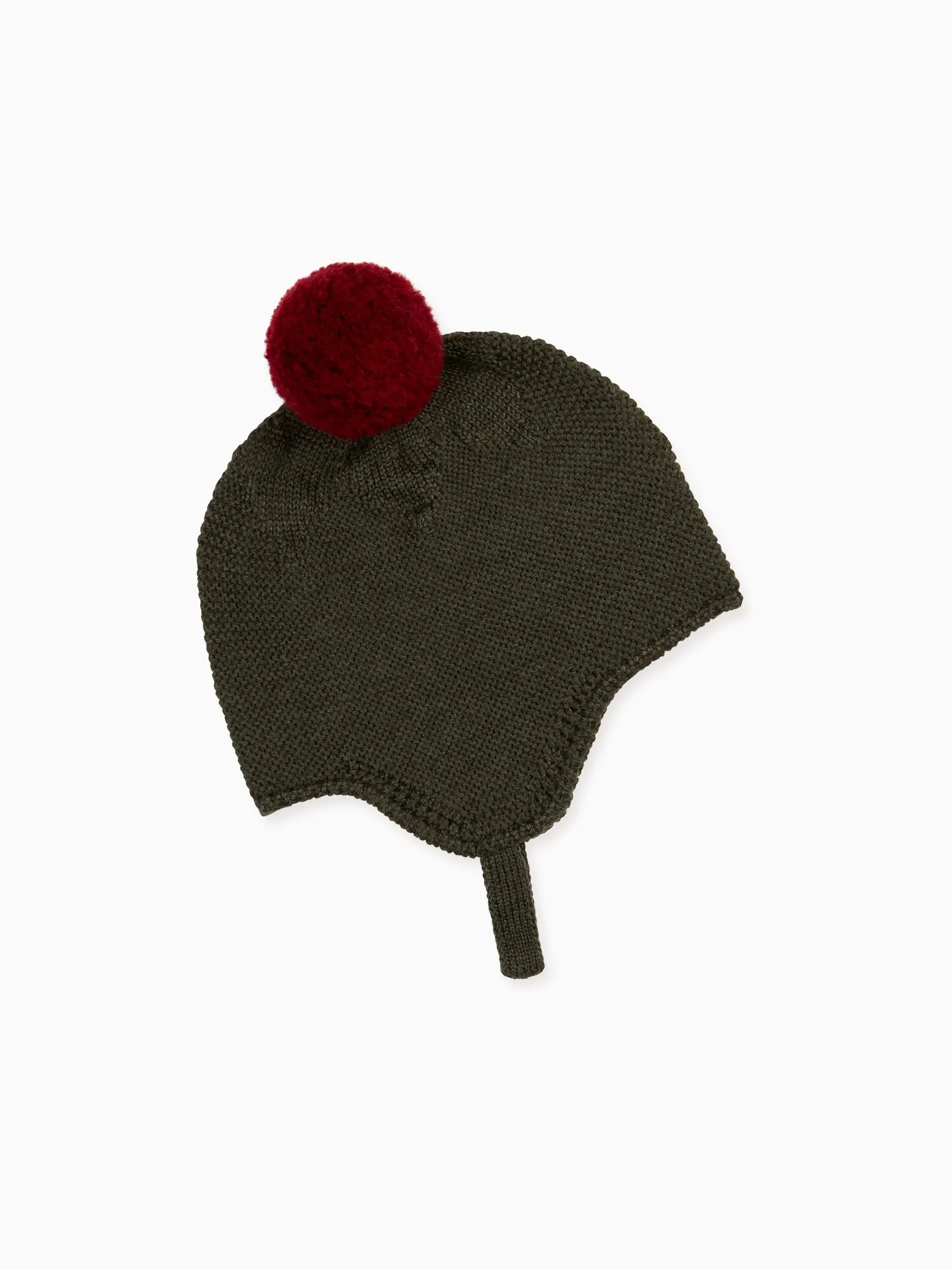 Olive Green Renta Merino Baby Knitted Bonnet