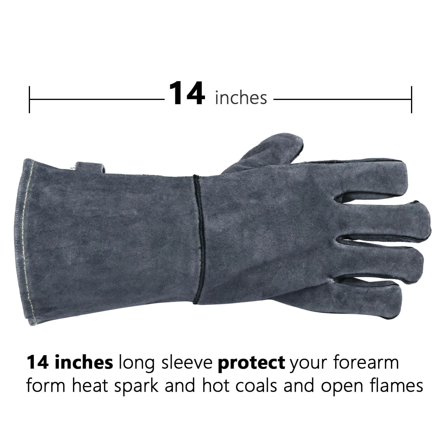 Ozero Leather Welding Heat Resistant Gloves | Welding BBQ Heat Proof Gloves