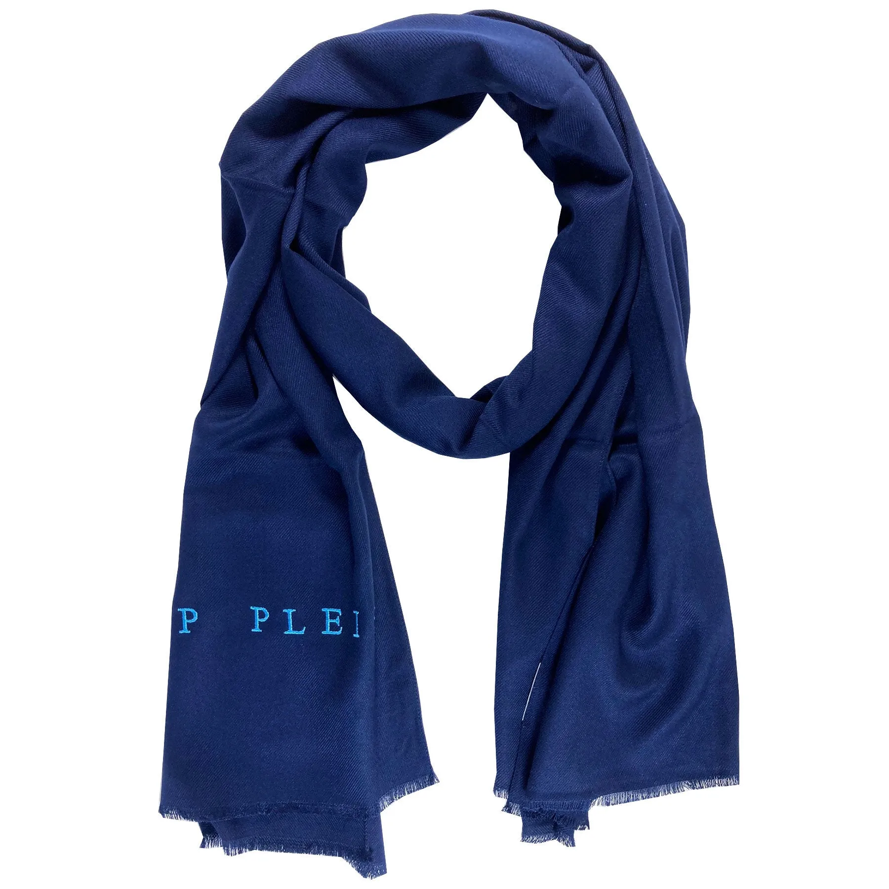 Philipp Plein Scarf Navy Logo Designer Shawl FINAL SALE