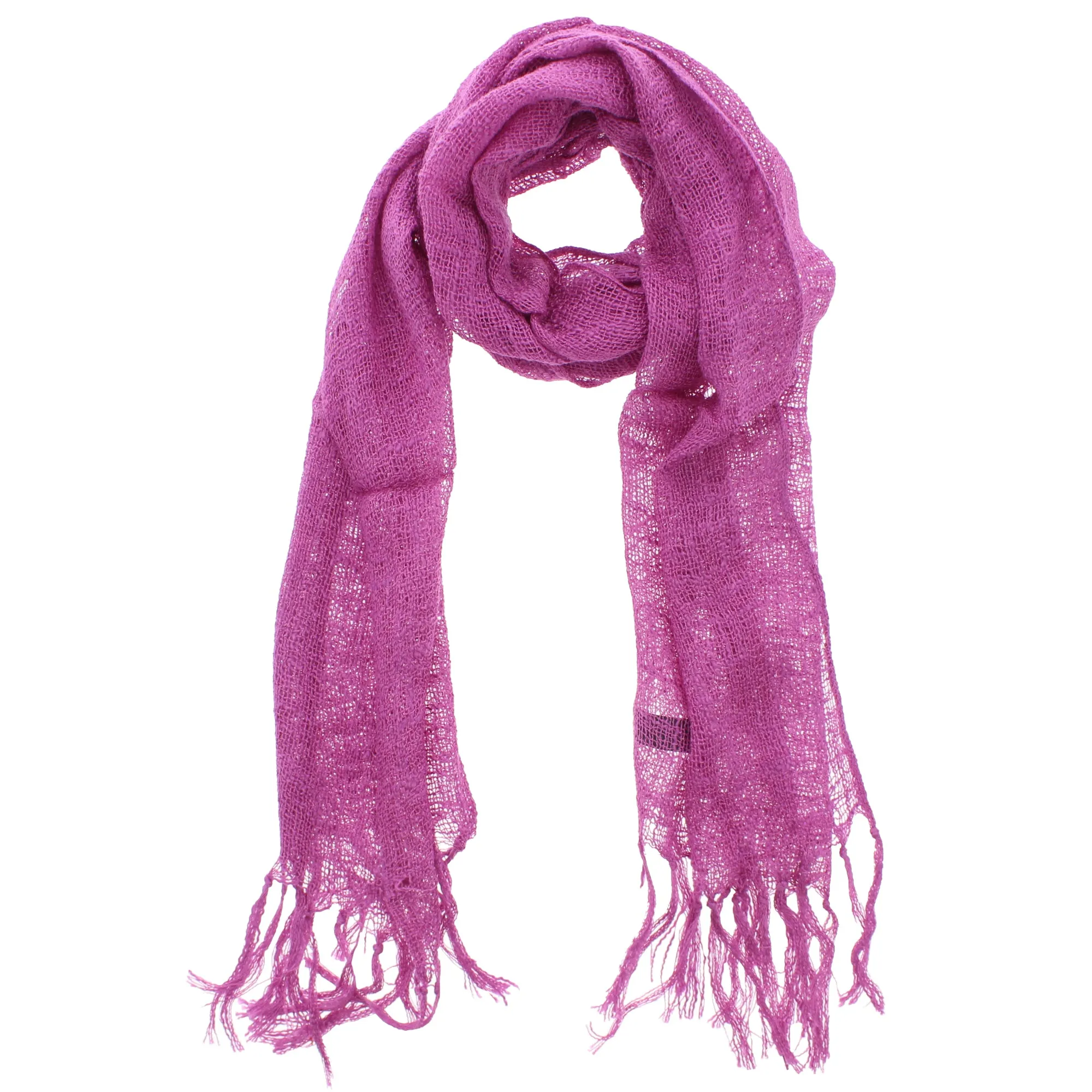 Plain Lightweight Cotton Scarf with Tassels