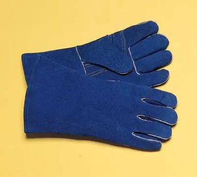 Radnor Large Blue 14" Premium Side Split Cowhide Cotton/Foam Lined Insulated Left Hand Welders Glove With Wing Thumb, Welted Fingers And Kevlar Stitching (Carded)