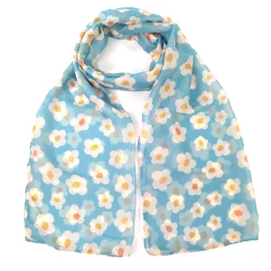 Retro Vintage Flowers Scarf - Aquamarine - (50x180cm)