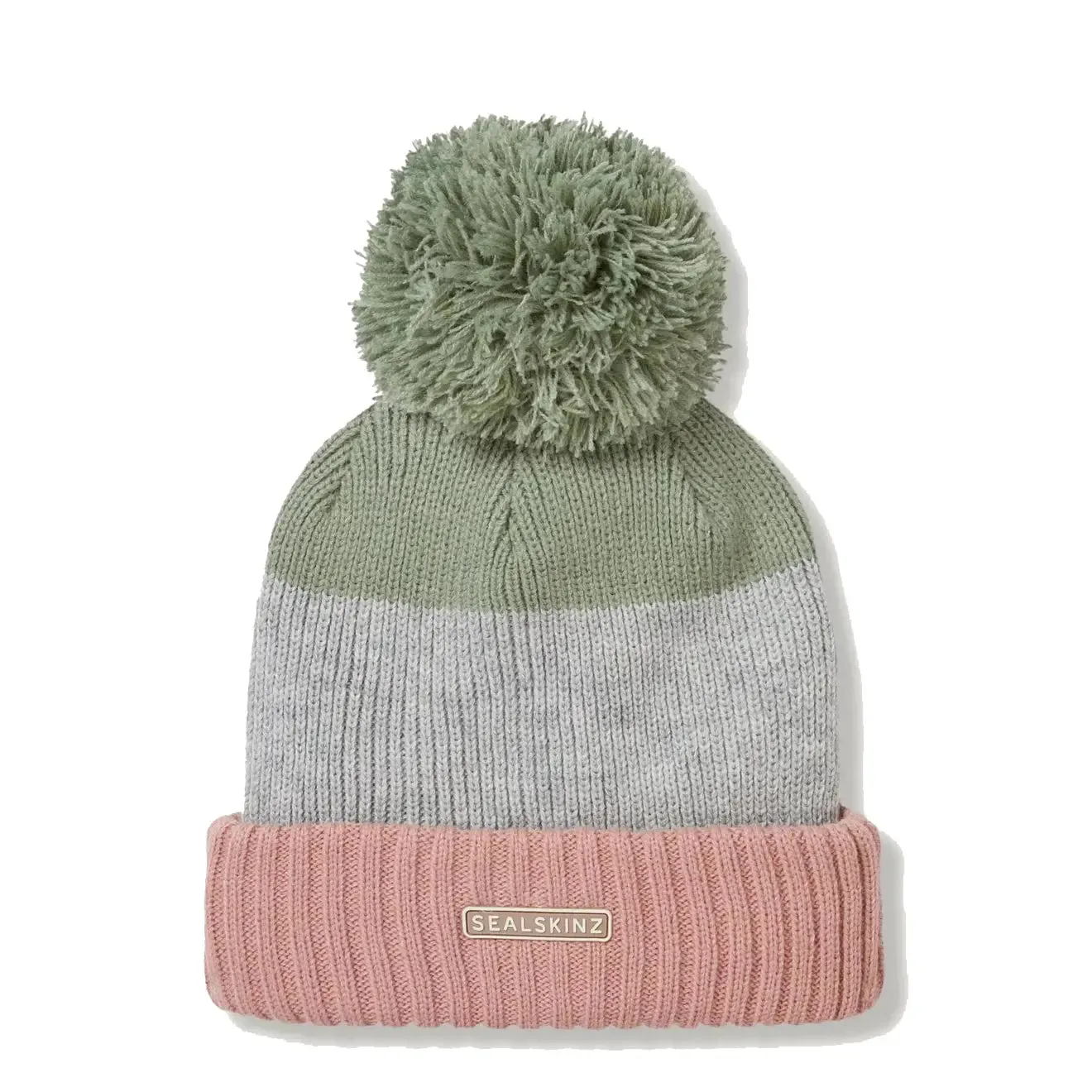 Sealskinz Flitcham WP CW Bobble Hat Pink / Green / Grey