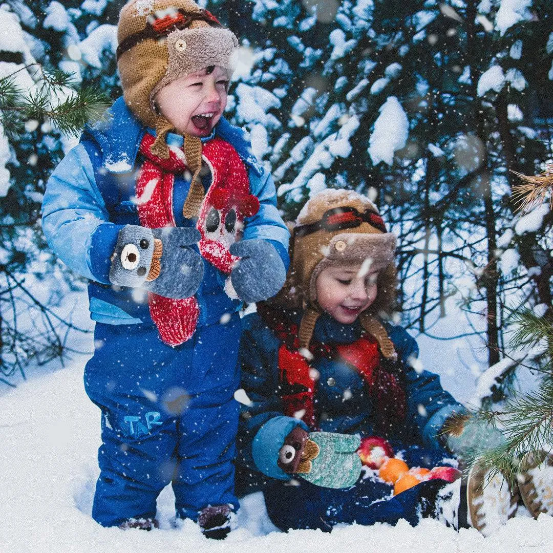 Soft Knit Mittens for Babies and Toddlers - Adorable Bear Cub Design