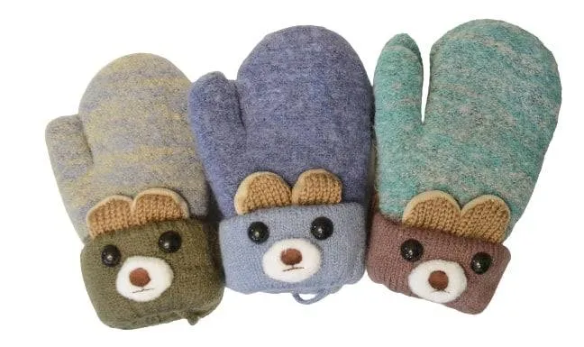 Soft Knit Mittens for Babies and Toddlers - Adorable Bear Cub Design