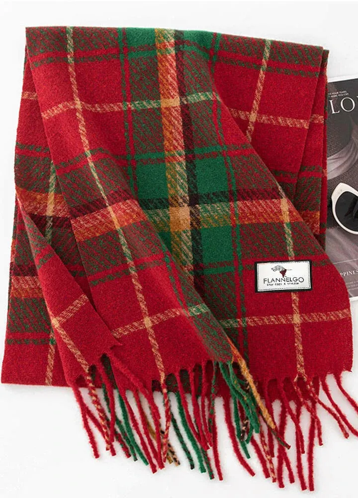 Soft Plaid Cashmere Feel Winter Scarf