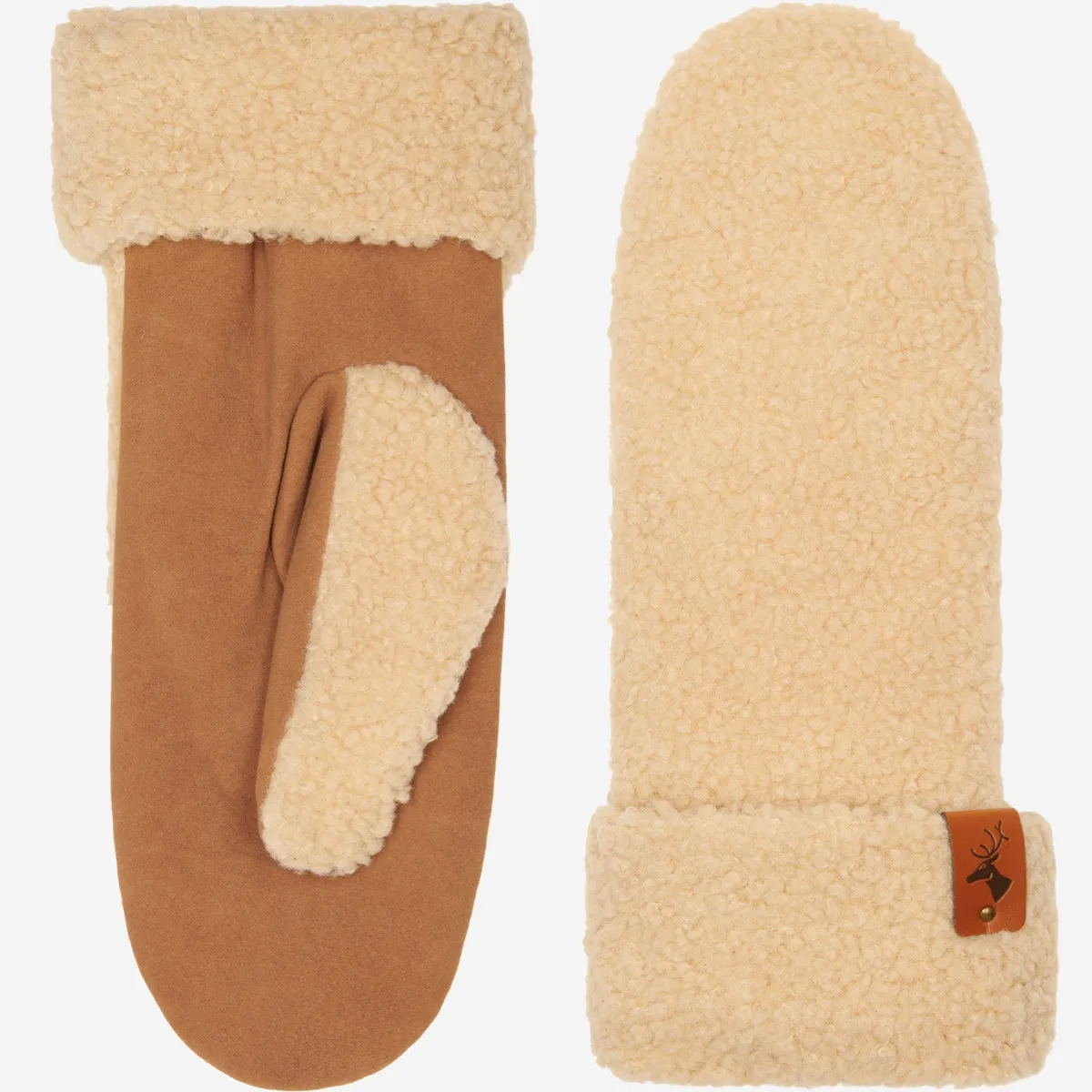 Sophia (beige) - Ultra-soft teddy mittens with warm faux fur lining