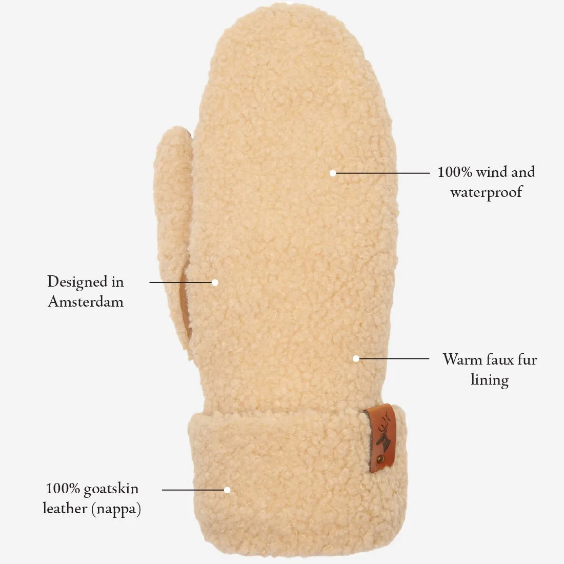 Sophia (beige) - Ultra-soft teddy mittens with warm faux fur lining