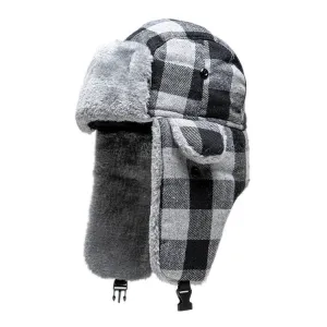 Trapper Hat | Lumberjack | Grey Plaid | Grey Fur