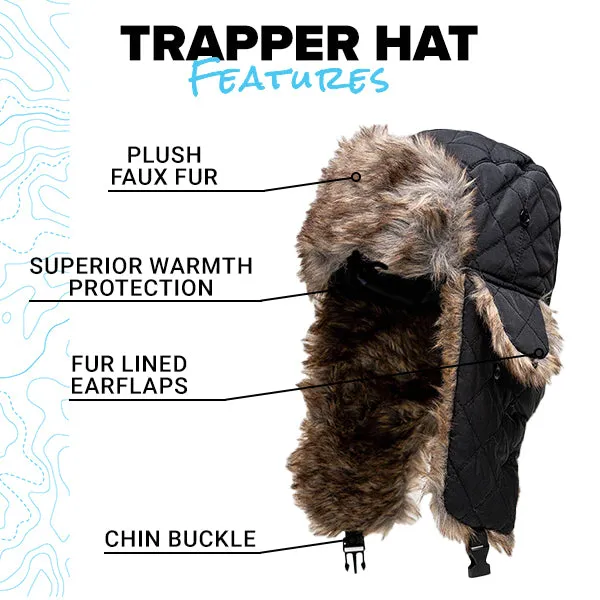 Trapper Hat | Lumberjack | Grey Plaid | Grey Fur