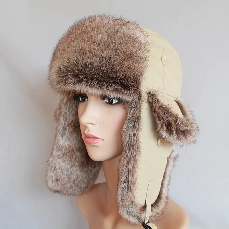 Unisex Winter  Warm Russian Hats  Faux Fur Trapper Hat for Men Women Windproof Bomber Hat Ushanka Ear Flap