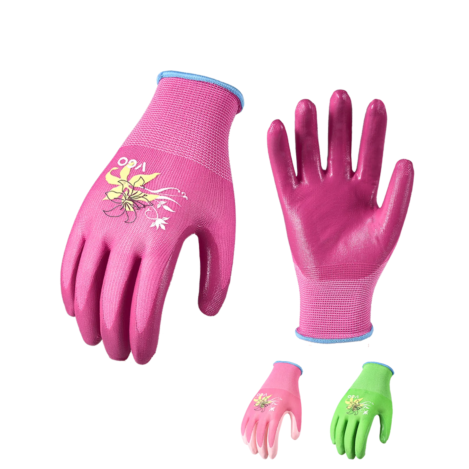 Vgo... 3 Pairs Nitrile Coating, Dipping Gardening and Work Gloves for Women (3Colors,NT2110-P)