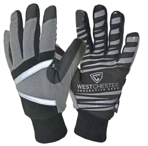 West Chester 96650/L Winter Gloves, L, 10-3/8 in L, Reinforced, Wing Thumb, Hook and Loop, Wrist Strap Cuff, Black/Gray :PR: QUANTITY: 1