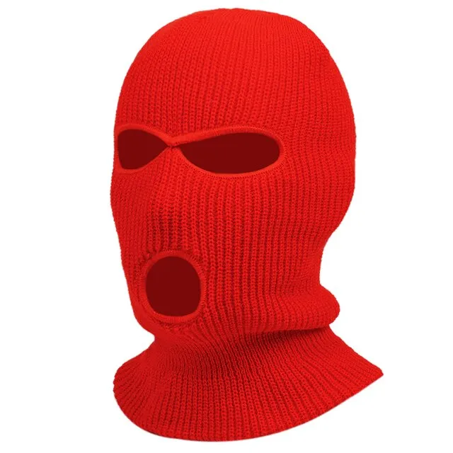 Winter Balaclava Hat 3-Hole Knitted Full Face Cover Ski Neck Gaiter Warm Knit Beanie for Outdoor Sports Cross Embroidery Ski Mas