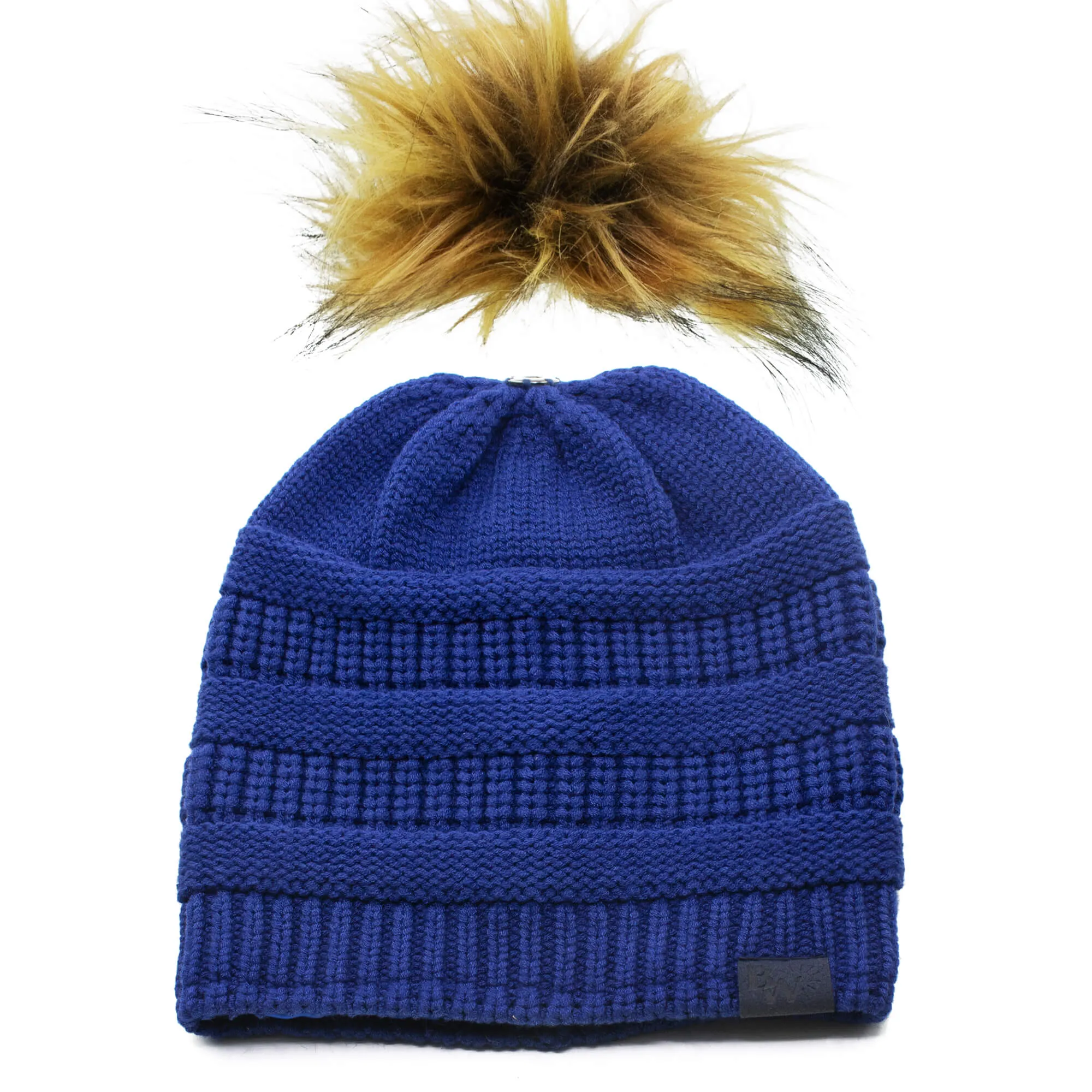 Winter Hat | Satin Lined | Detachable Pom Pom | Royal Blue Beanie