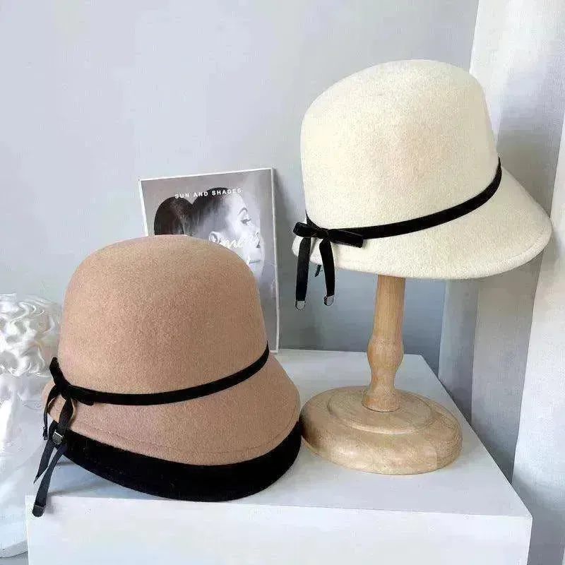 Wool Felt Hats Fine Bow Ladies