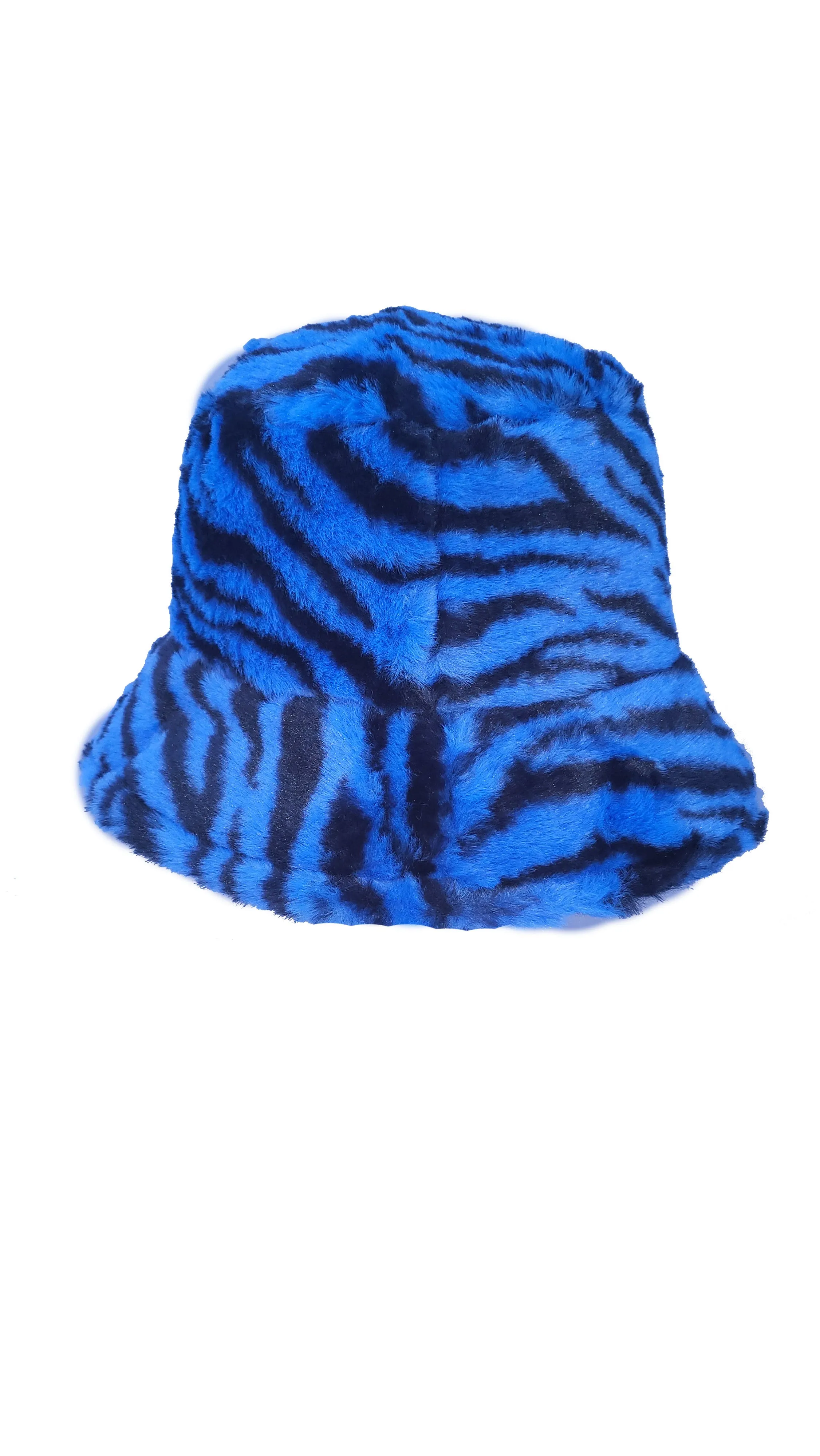 Zebra Print Patterned Fluffy Fleece Lined Bucket Hat For Winter (ADULT & CHILD SIZES)